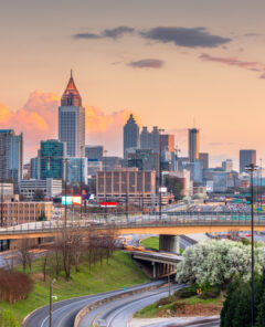 Atlanta, Georgia, USA downtown skyline on a spring evening.