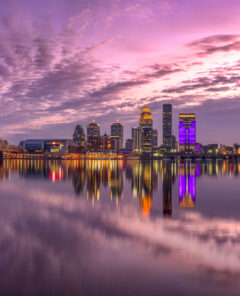 A beautiful shot of Louisville in the evening